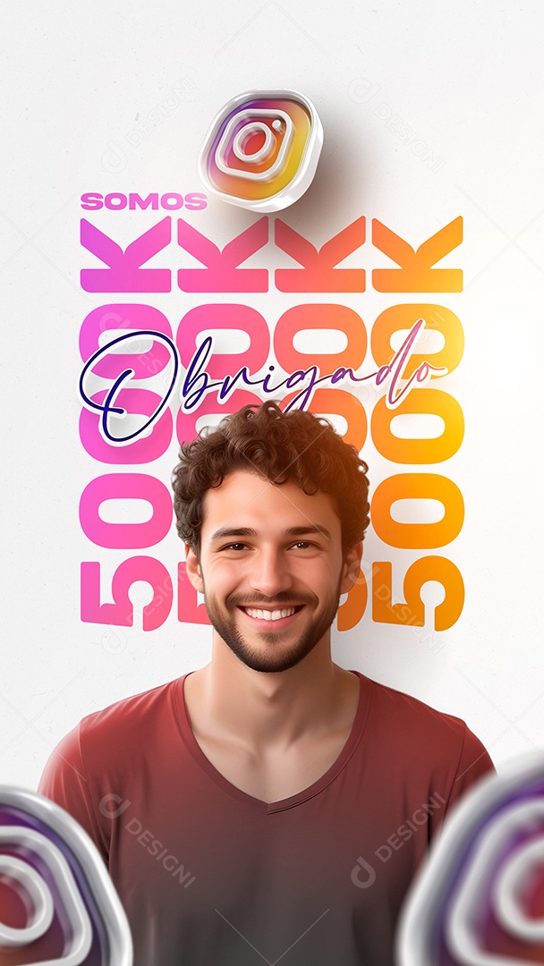 Story Obrigado Agora Somos 5k Seguidores Social Media PSD Editável