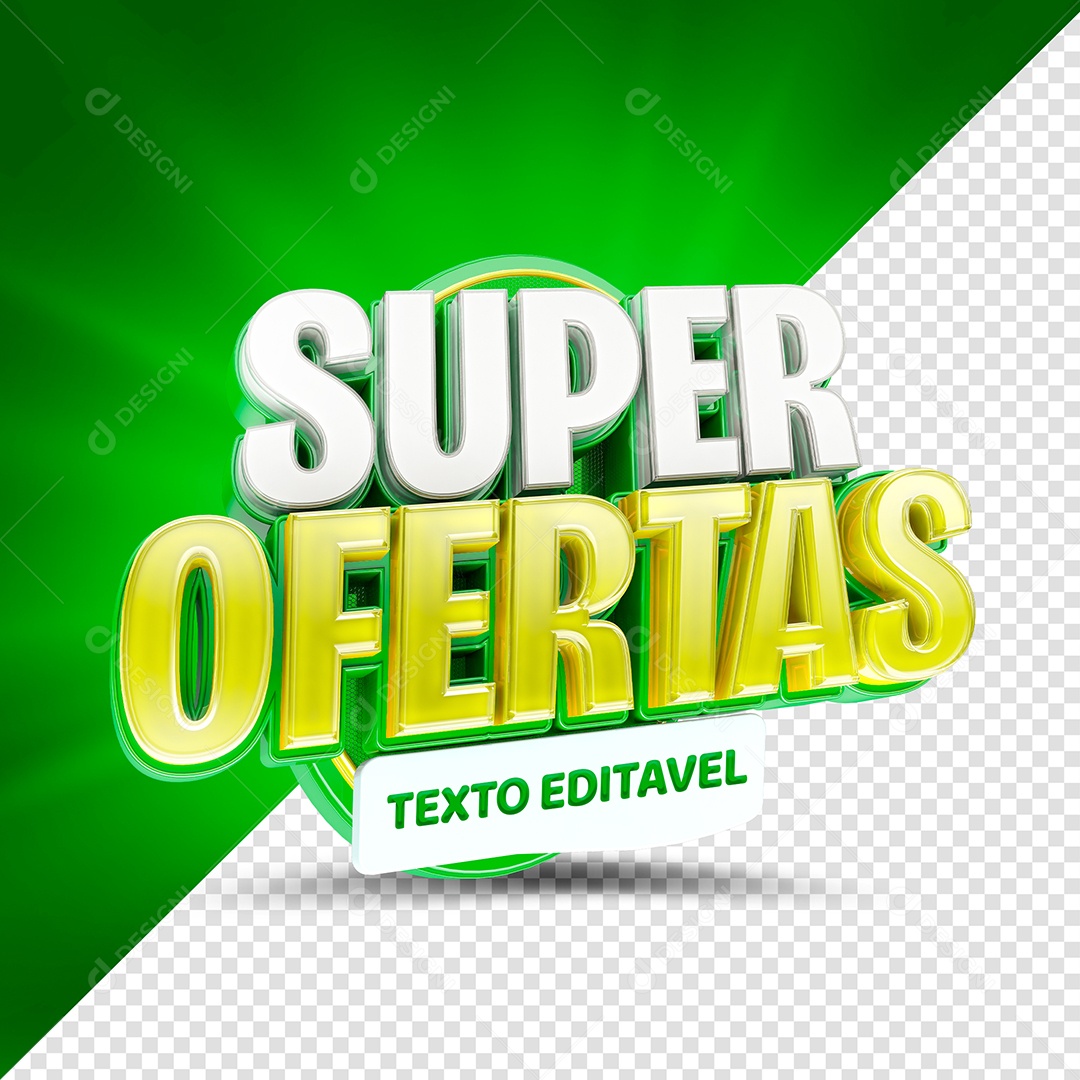 Super Ofertas Selo 3D Verde Para Composição PSD
