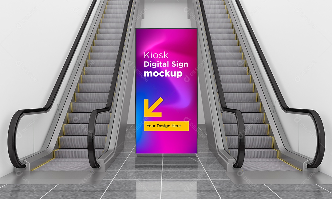 Modelo de Sinalização Digital de Quiosque Mockup PSD