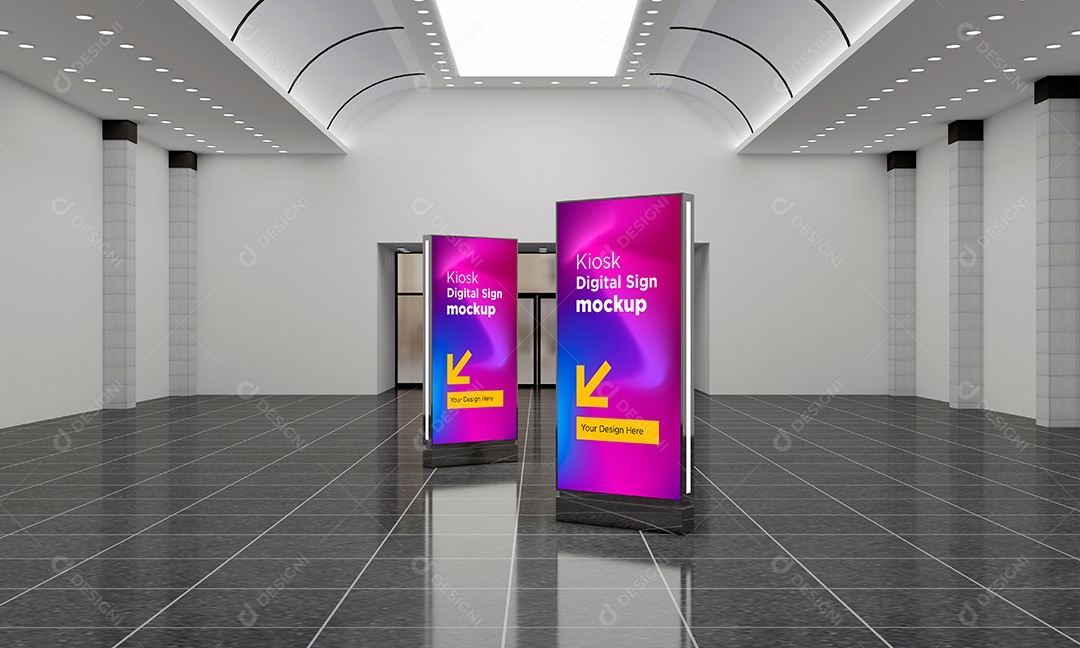 Modelo de Sinalização Digital de Quiosque Mockup PSD