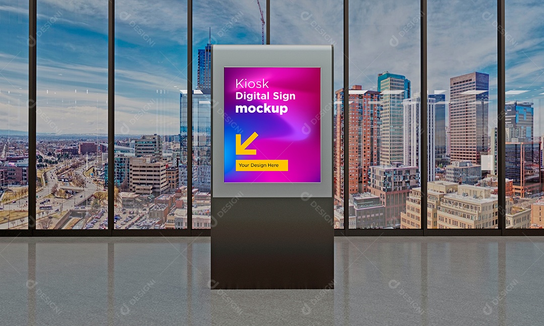 Modelo de Sinalização Digital de Quiosque Mockup PSD
