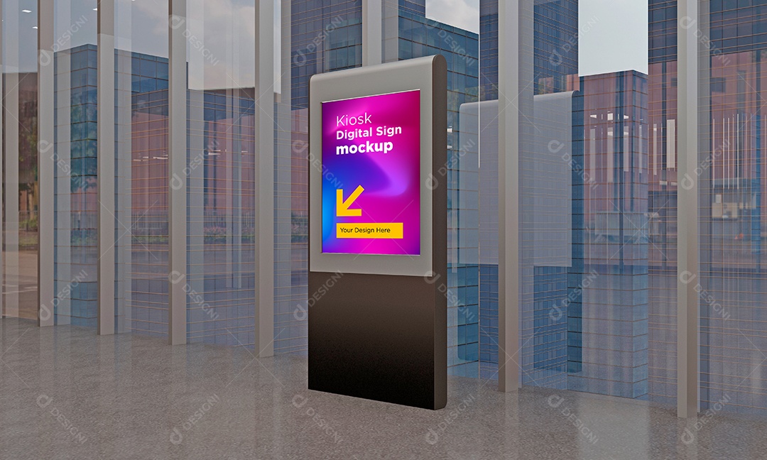 Modelo de Sinalização Digital de Quiosque Mockup PSD