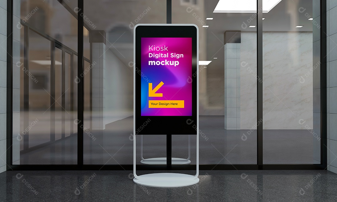 Modelo de Sinalização Digital de Quiosque Mockup PSD