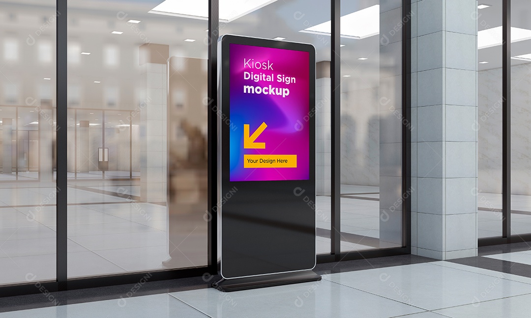 Modelo de Sinalização Digital de Quiosque Mockup PSD