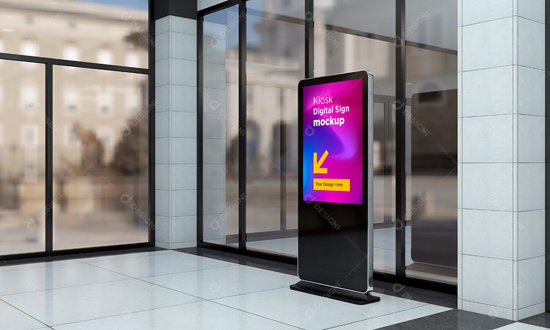 Modelo de Sinalização Digital de Quiosque Mockup PSD