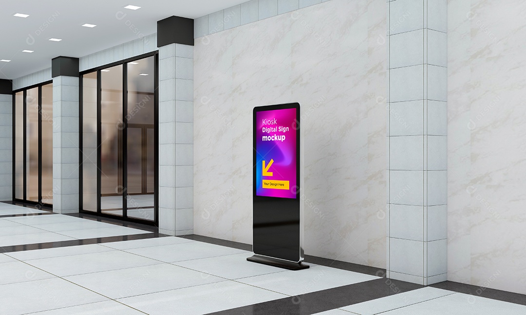 Modelo de Sinalização Digital de Quiosque Mockup PSD