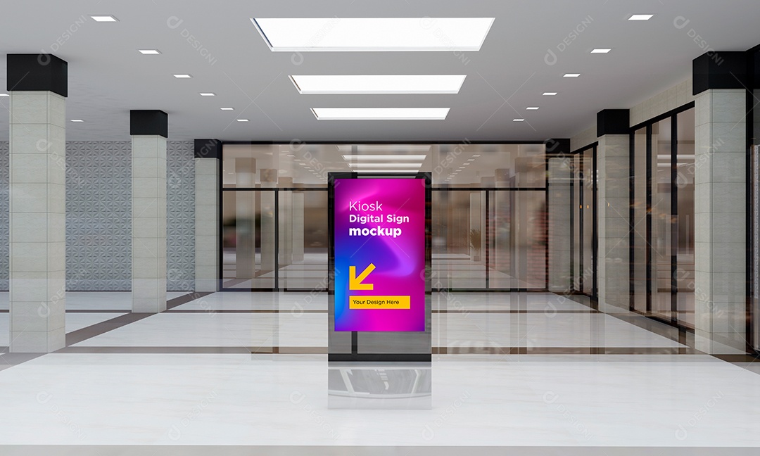 Modelo de Sinalização Digital de Quiosque Mockup PSD