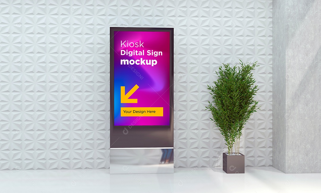 Modelo de Sinalização Digital de Quiosque Mockup PSD