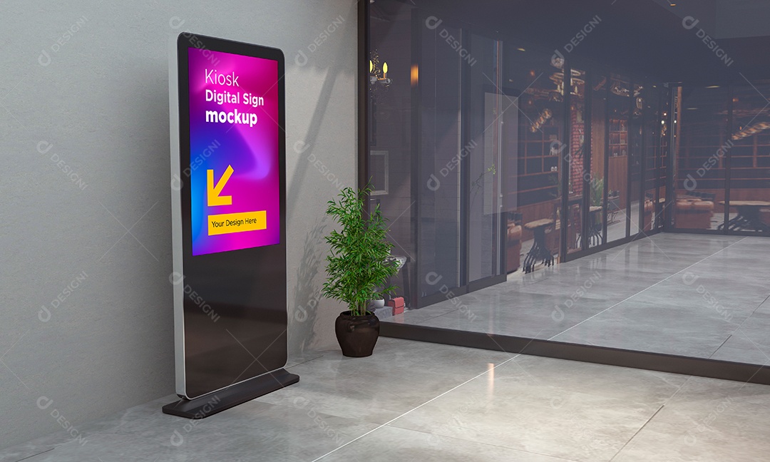 Modelo de Sinalização Digital de Quiosque Mockup PSD
