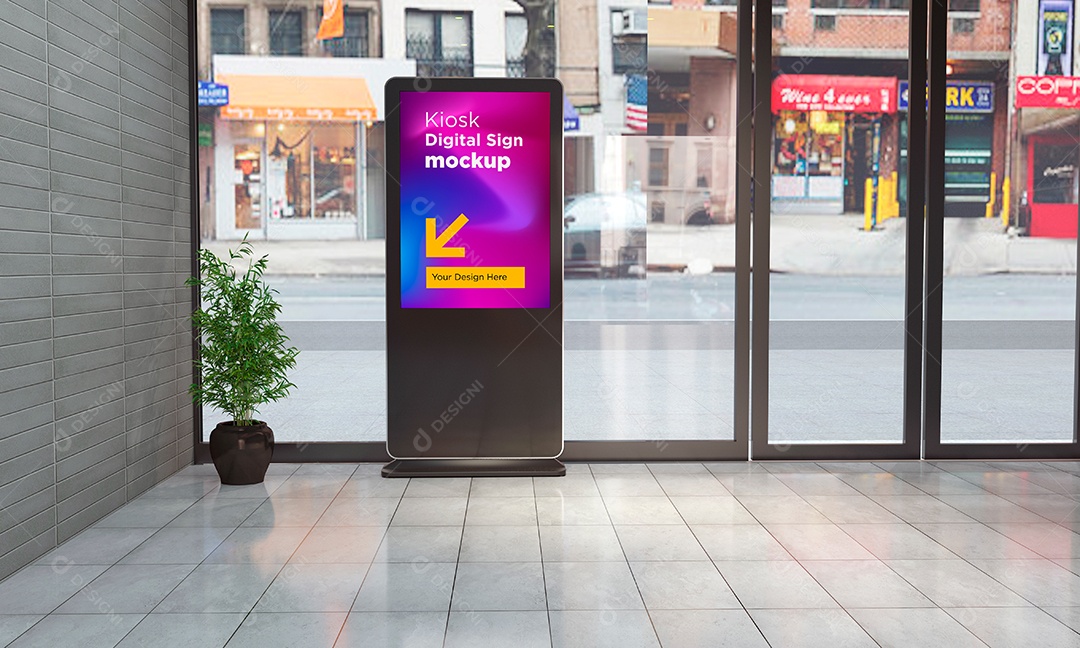 Modelo de Sinalização Digital de Quiosque Mockup PSD