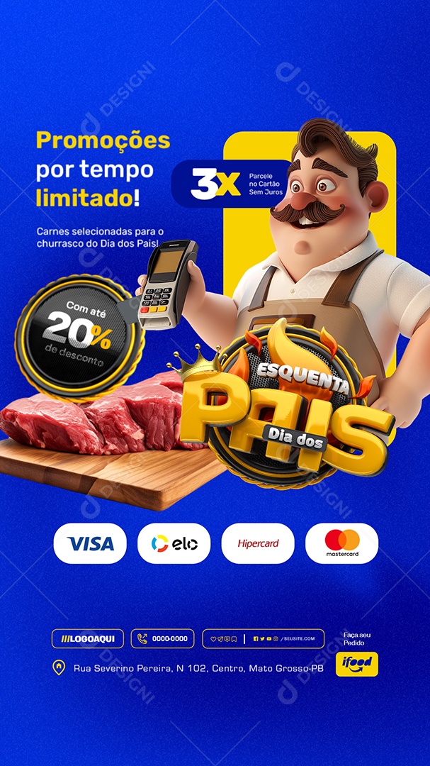 Story Esquenta Dia dos Pais Promoções por Tempo Limitado Social Media PSD Editável