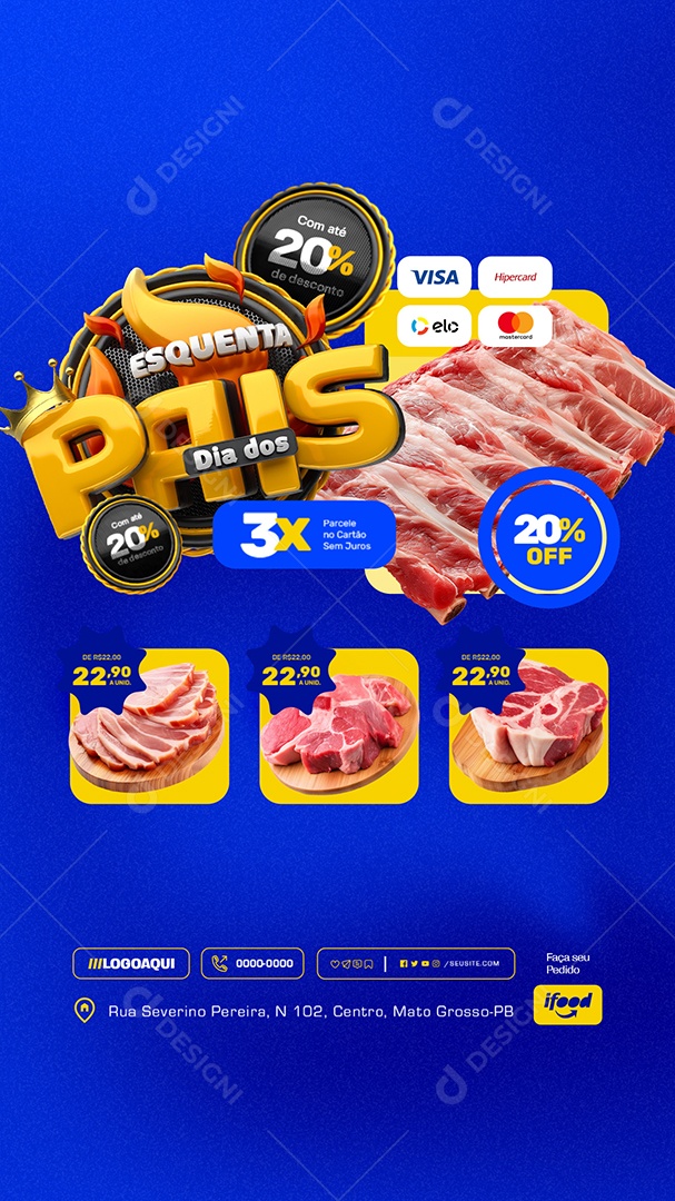 Story Esquenta Dia dos Pais Carnes Social Media PSD Editável