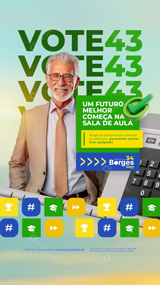 Story Política Vote 43 Social Media PSD Editável