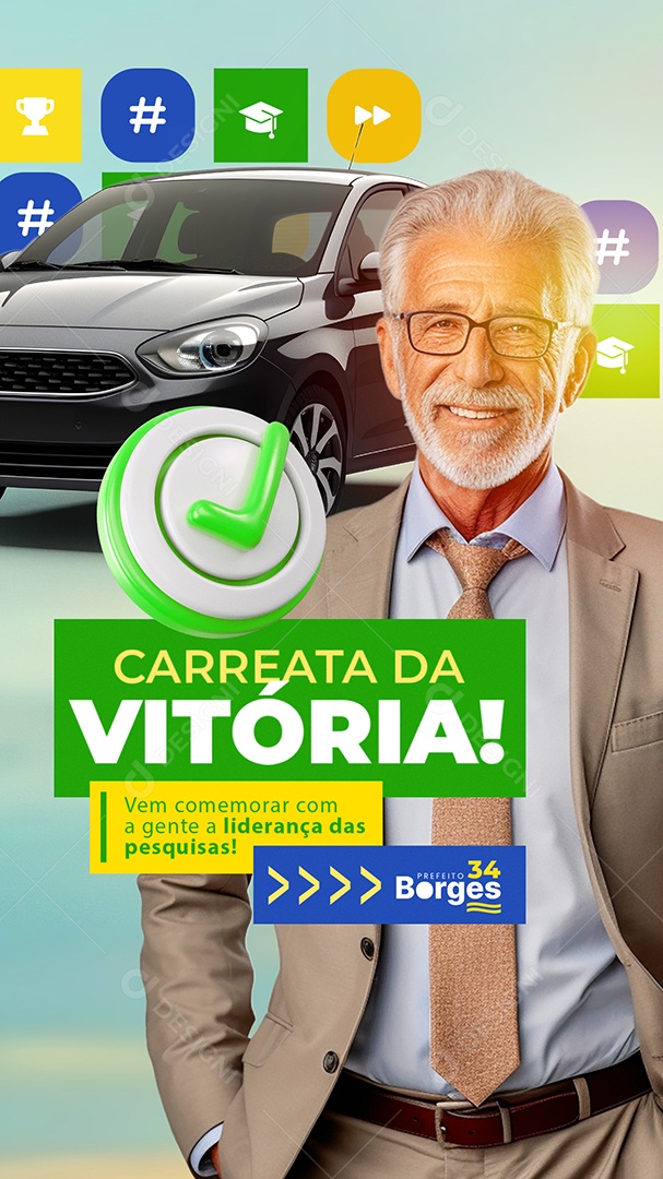 Story Política Carreata da Vitória Social Media PSD Editável