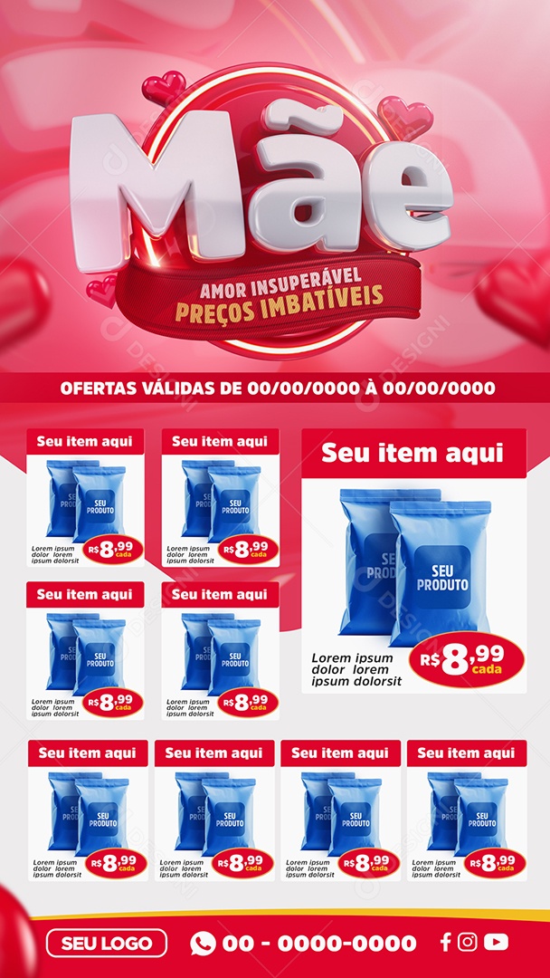 Encarte Selo 3D Mães Preços Imbatíveis Social Media PSD Editável