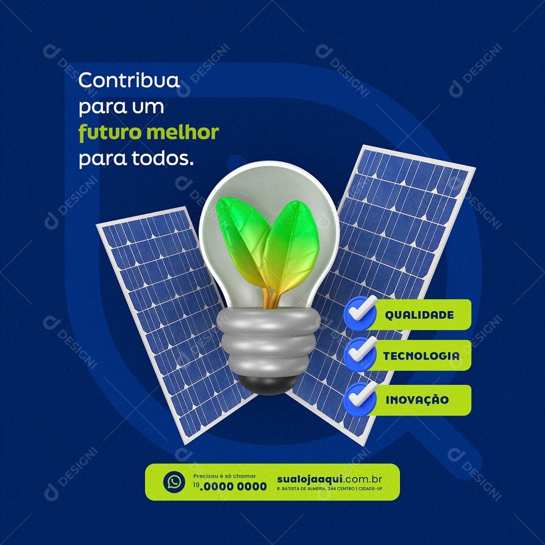 Energia Solar Qualidade Tecnologia Social Media PSD Editável