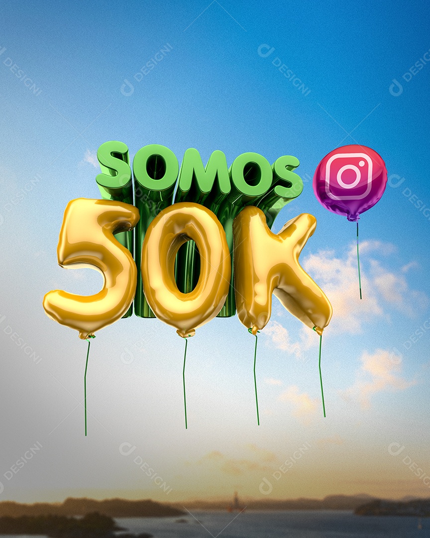 Selo 3D Somos 50K Para Composição PSD