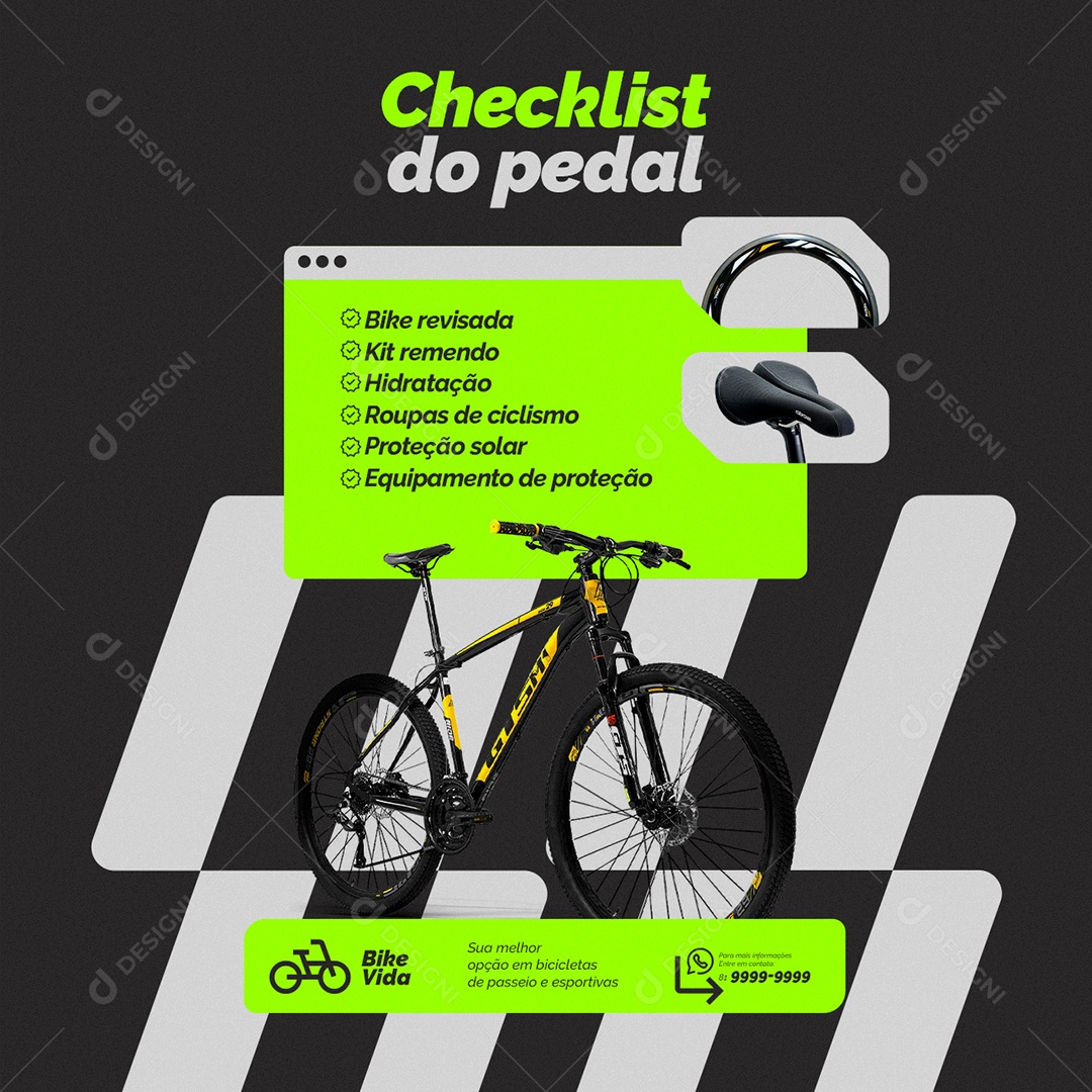Loja de Bicicleta Descontão do Mês Checklist do Pedal Social Media PSD Editável