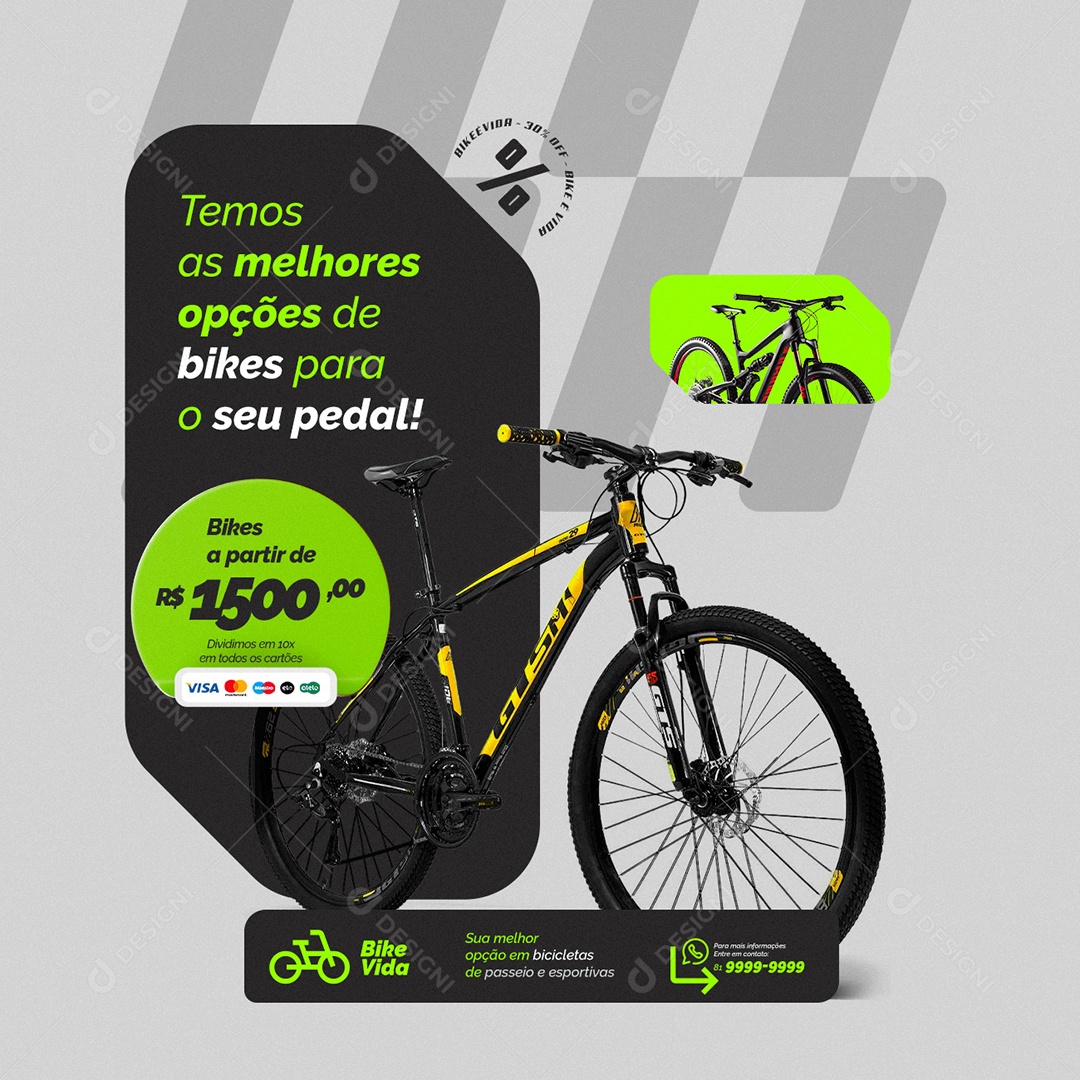 Loja de Bicicleta Descontão do Mês Bikes para O Seu Pedal Social Media PSD Editável