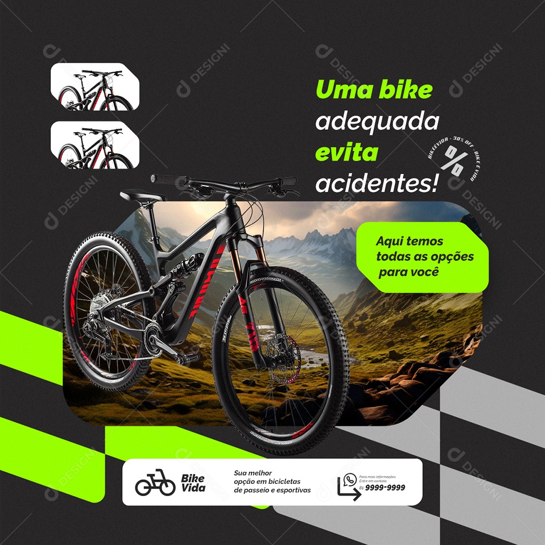 Loja de Bicicleta Descontão do Mês Uma Bike Social Media PSD Editável