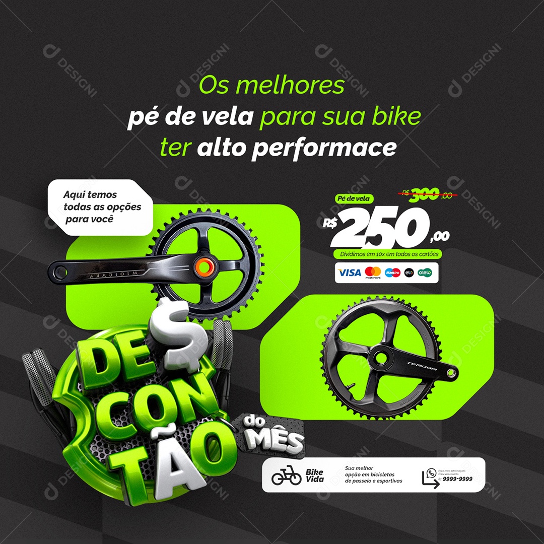 Loja de Bicicleta Descontão do Mês Os Melhores Pé de Vela Social Media PSD Editável