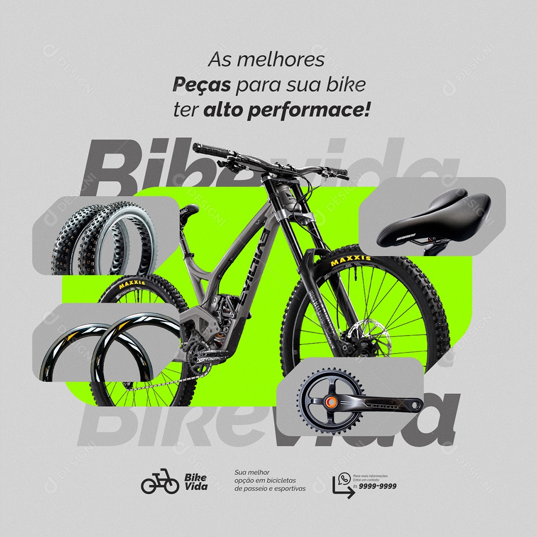 Loja de Bicicleta Descontão do Mês As Melhores Peças Social Media PSD Editável