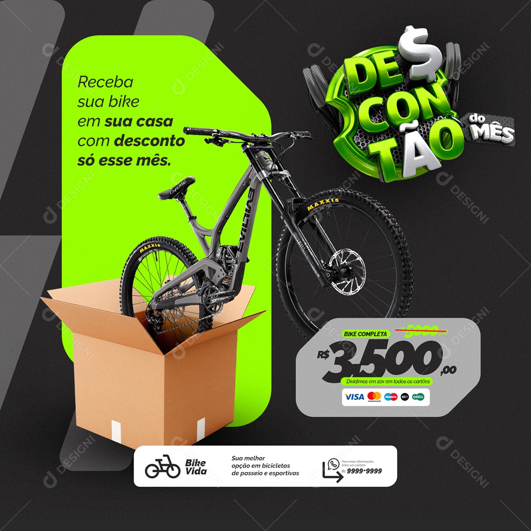 Loja de Bicicleta Descontão do Mês Social Media PSD Editável