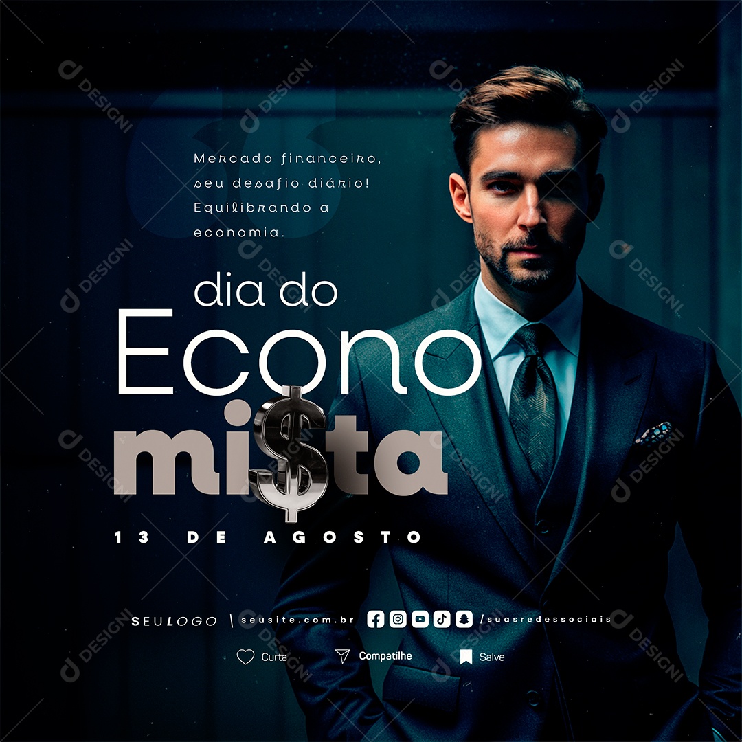 Dia do Economista 13 de Agosto Social Media PSD Editável