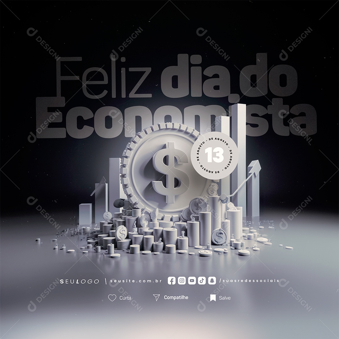 Feliz Dia do Economista 13 de Agosto Social Media PSD Editável