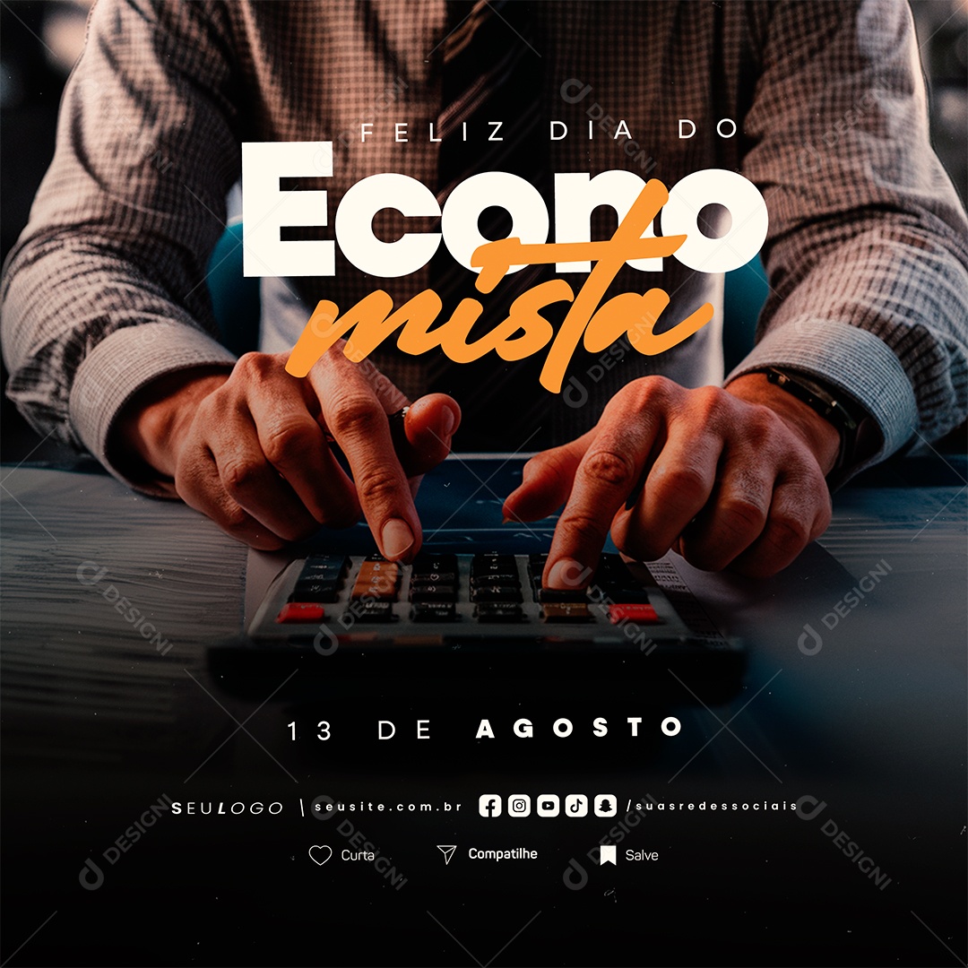 Feliz Dia do Economista 13 de Agosto Social Media PSD Editável