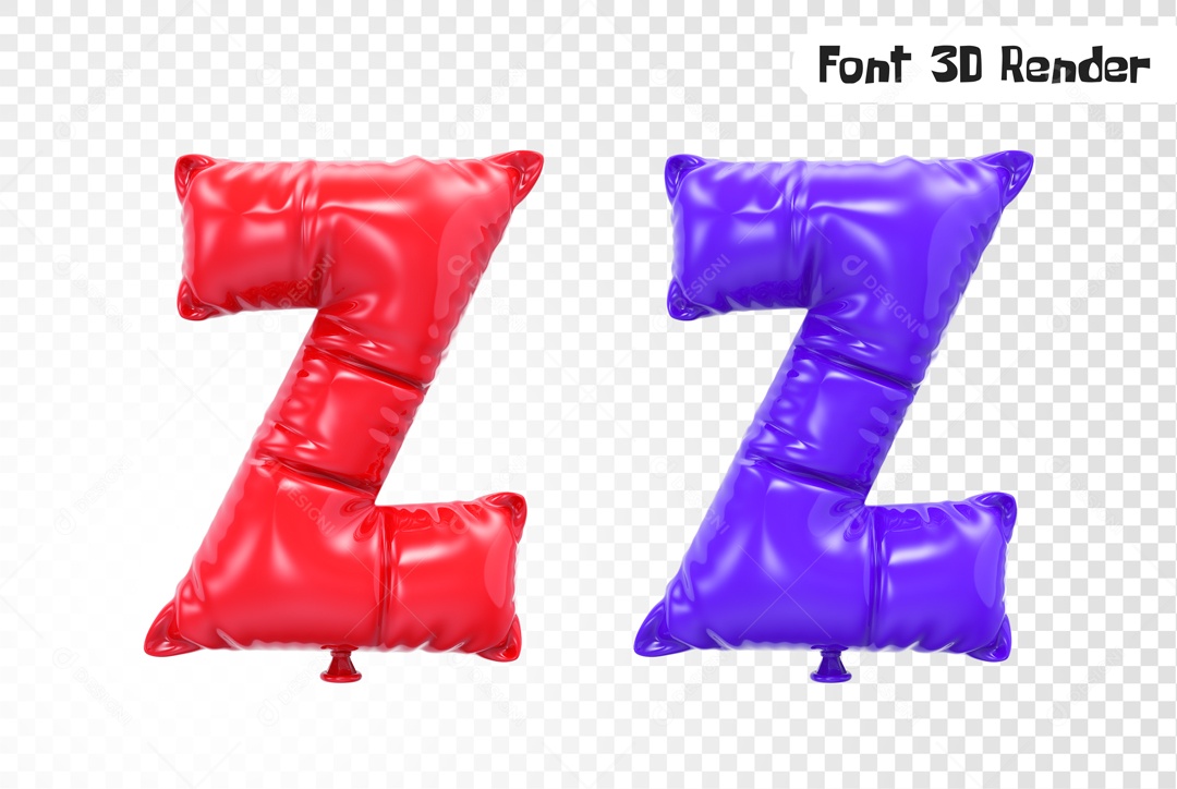 Balões Letra Z Elemento 3D para Composição PSD