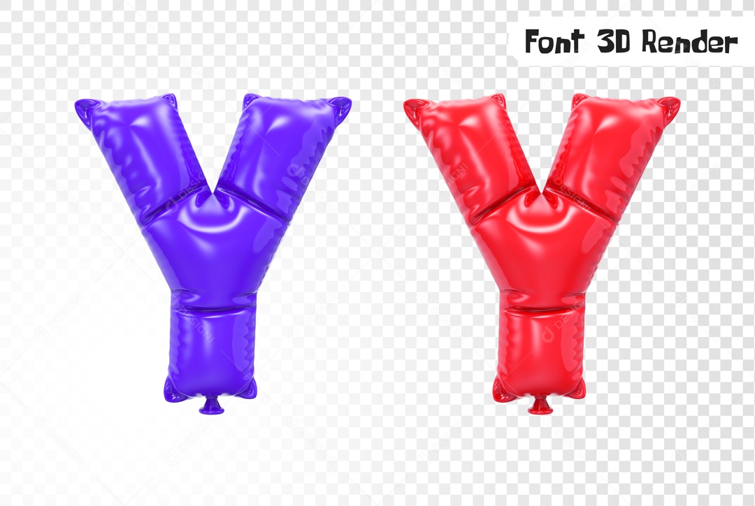 Balões Letra Y Elemento 3D para Composição PSD