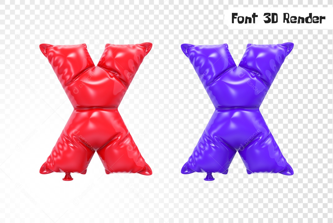 Balões Letra X Elemento 3D para Composição PSD