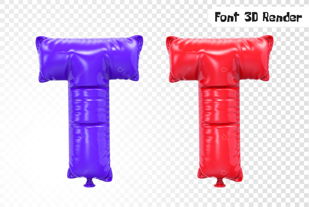 Balões Letra T Elemento 3D para Composição PSD