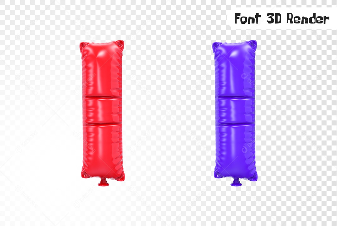 Balões Letra I Elemento 3D para Composição PSD