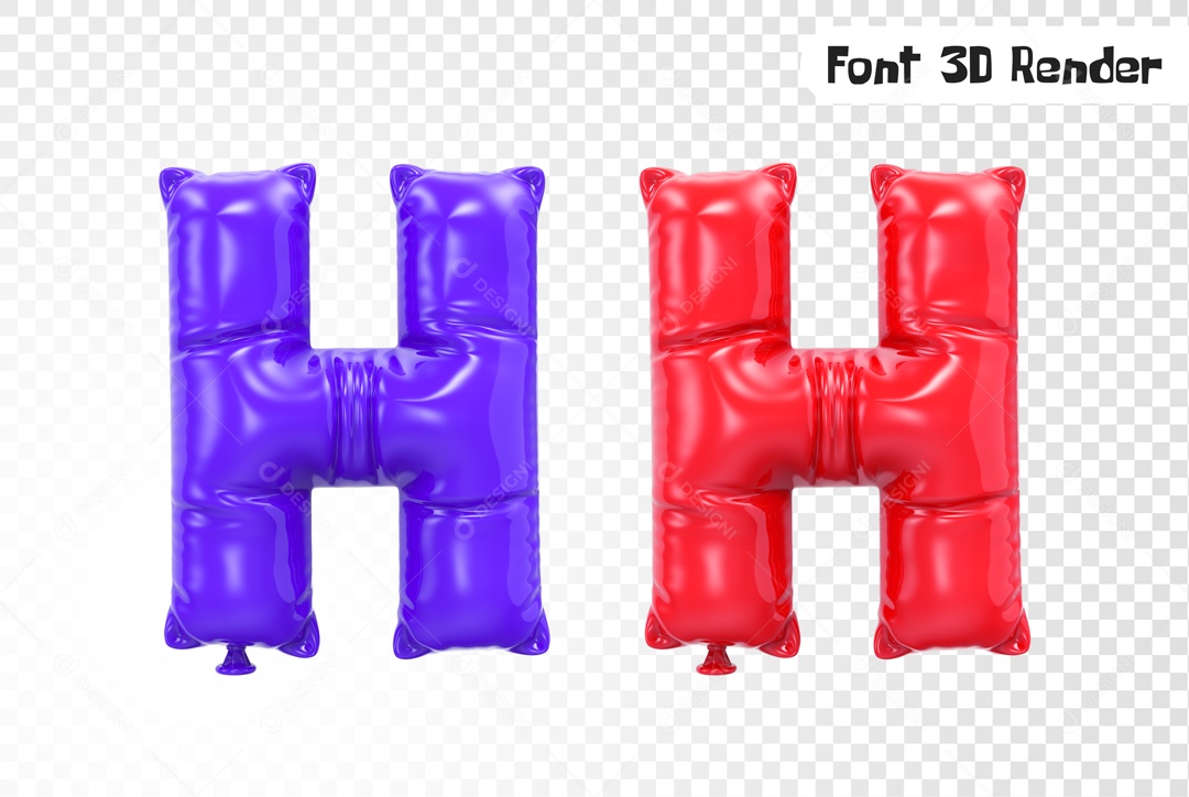 Balões Letra H Elemento 3D para Composição PSD