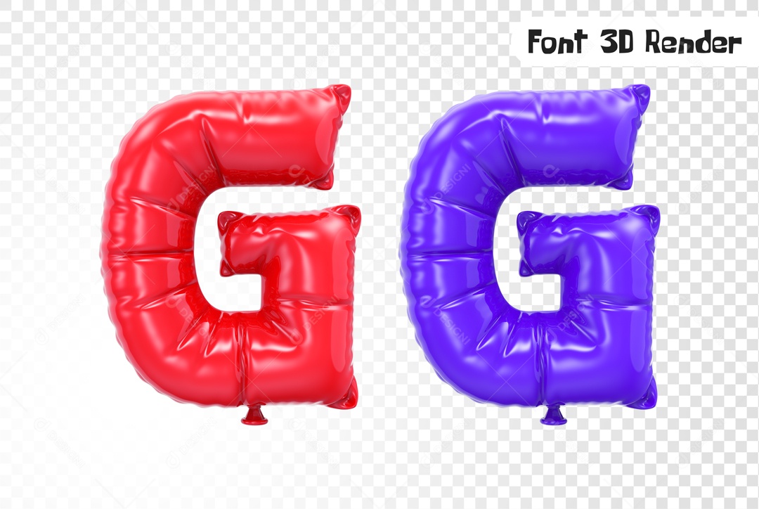 Balões Letra G Elemento 3D para Composição PSD