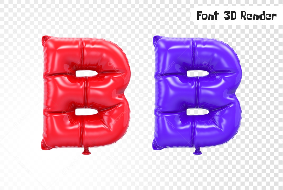 Balões Letra B Elemento 3D para Composição PSD