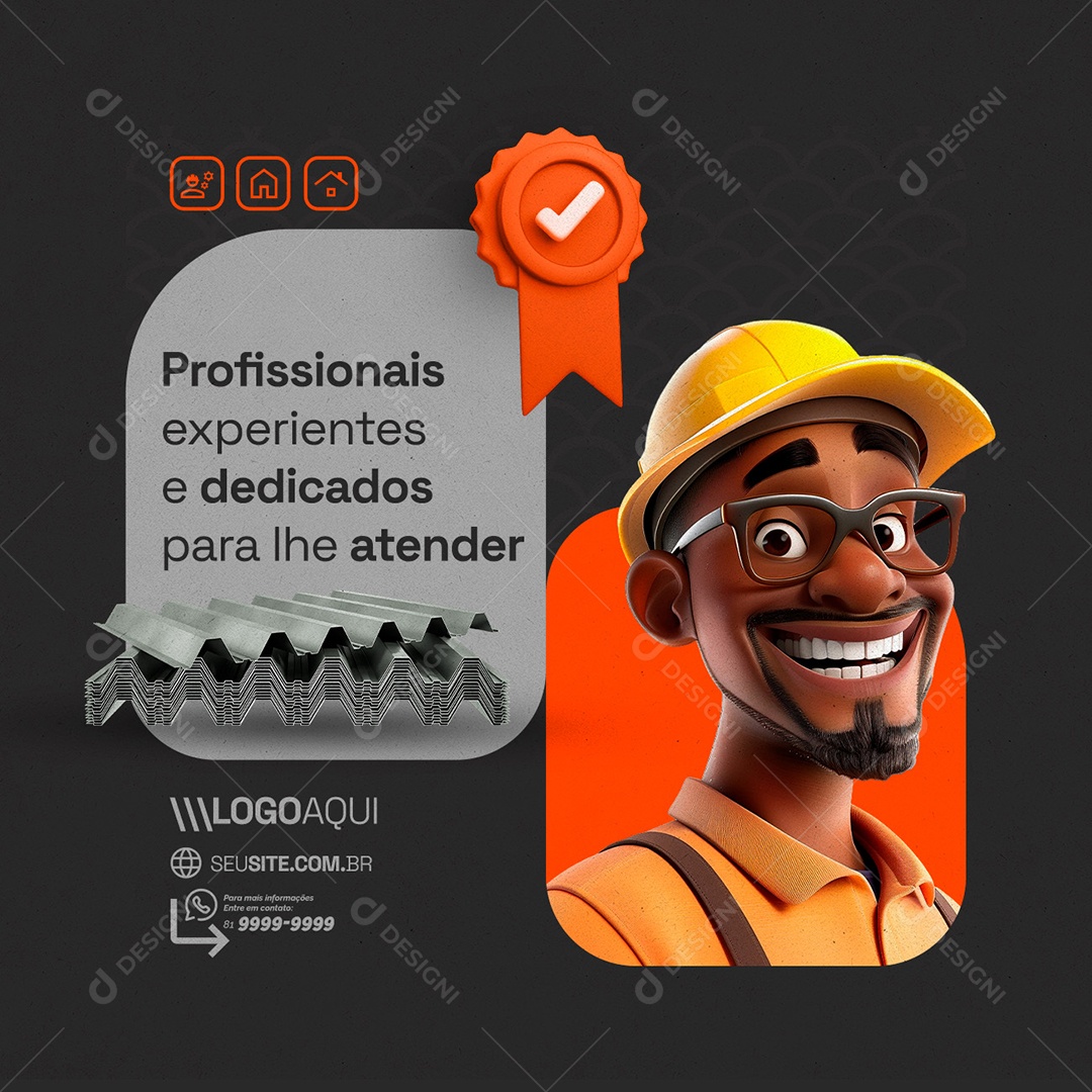 Loja de Telhado Profissionais Experientes Social Media PSD Editável