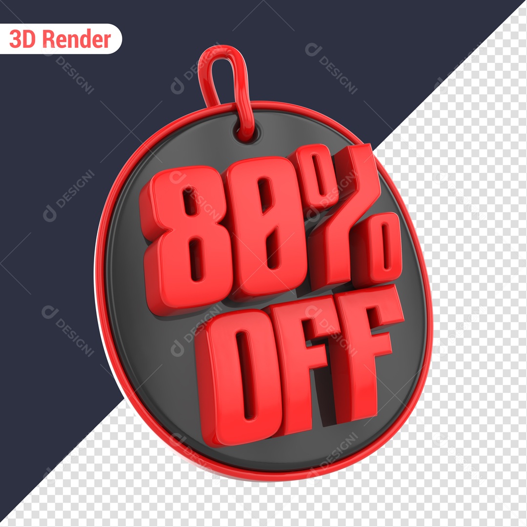 Desconto de 80% OFF Elemento 3D Vermelho para Composição PSD