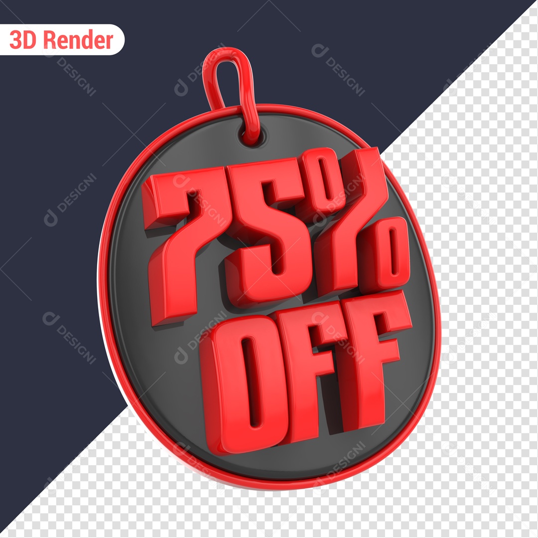 Desconto de 75% OFF Elemento 3D Vermelho para Composição PSD