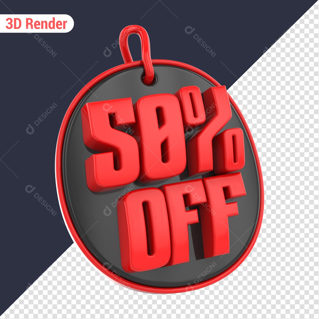 Desconto de 50% OFF Elemento 3D Vermelho para Composição PSD