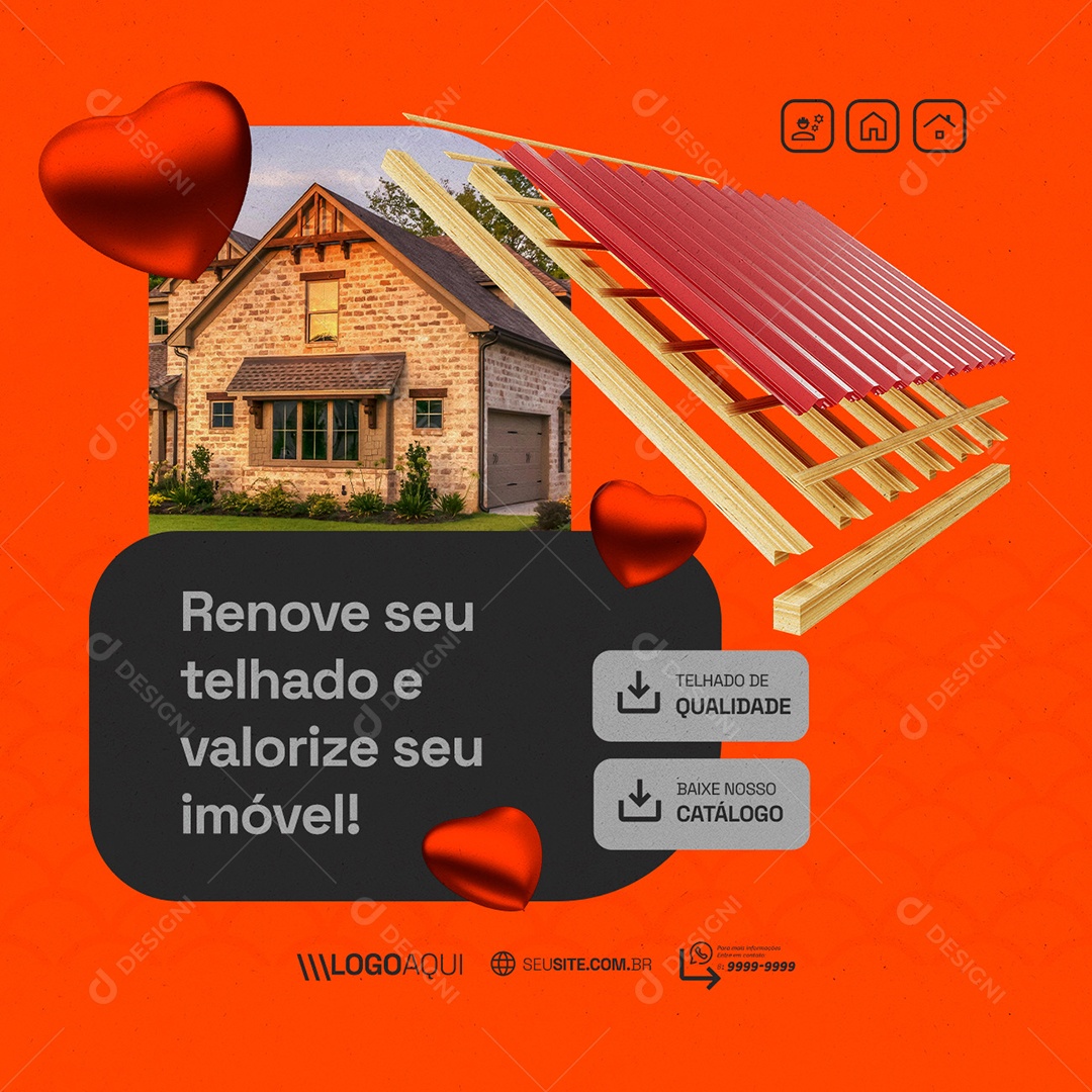 Loja de Telhado Renove seu Telhado Social Media PSD Editável