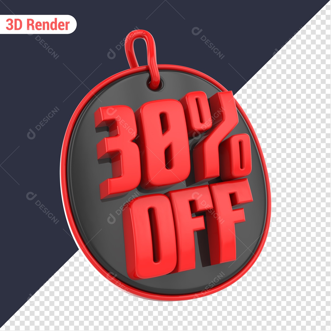 Desconto de 30% OFF Elemento 3D Vermelho para Composição PSD