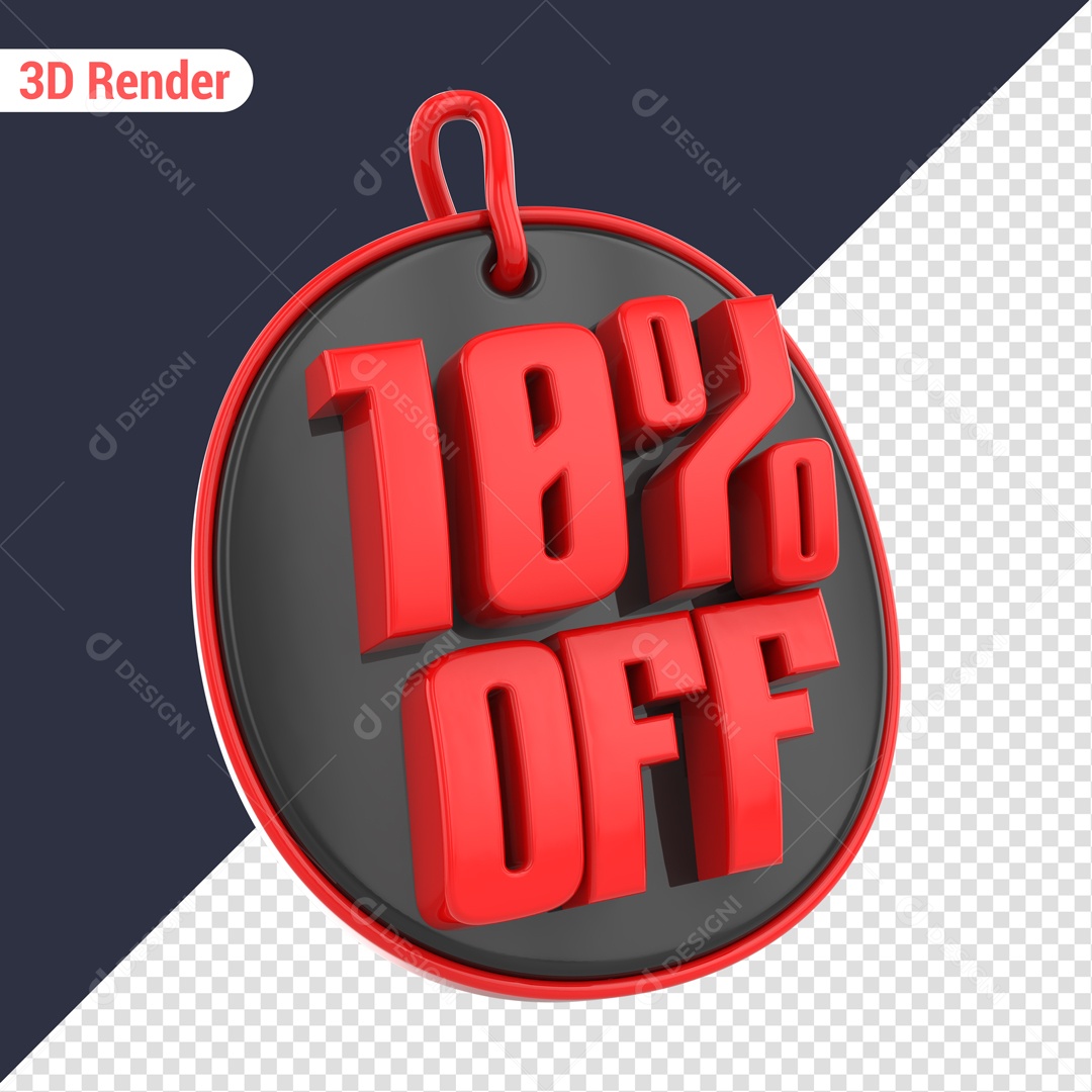 Desconto de 10% OFF Elemento 3D Vermelho para Composição PSD