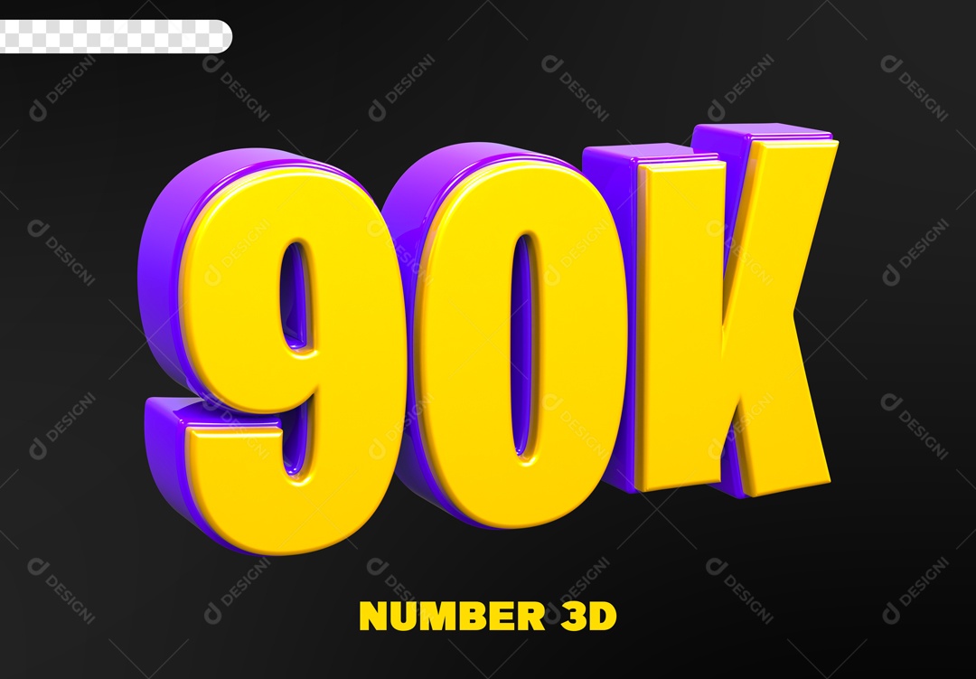Seguidores 90K Elemento 3D para Composição PSD