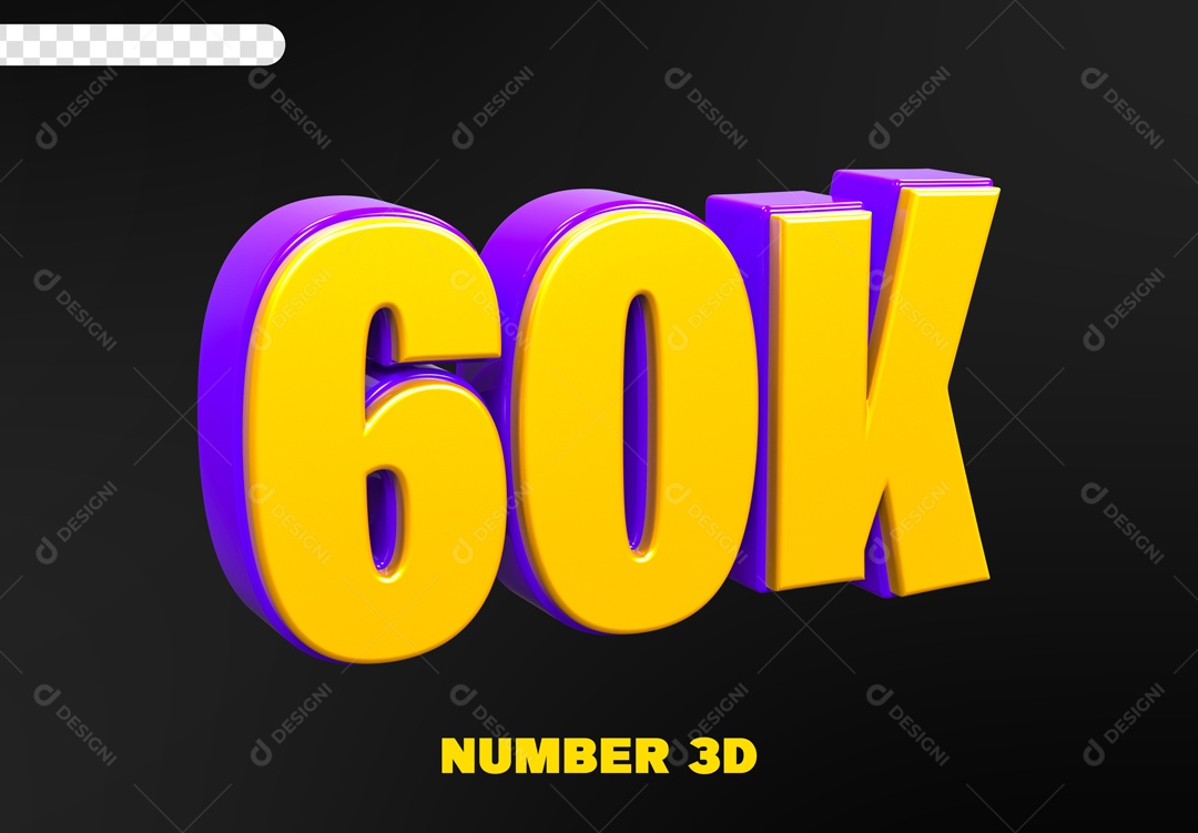 Seguidores 60K Elemento 3D para Composição PSD