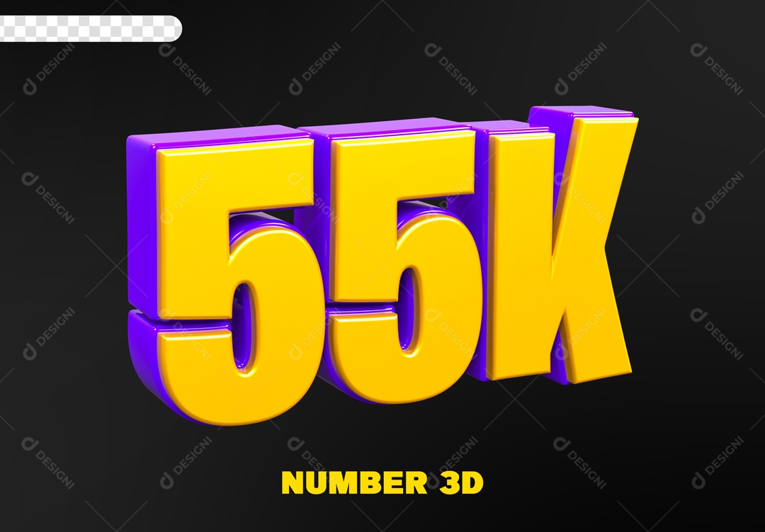 Seguidores 55K Elemento 3D para Composição PSD