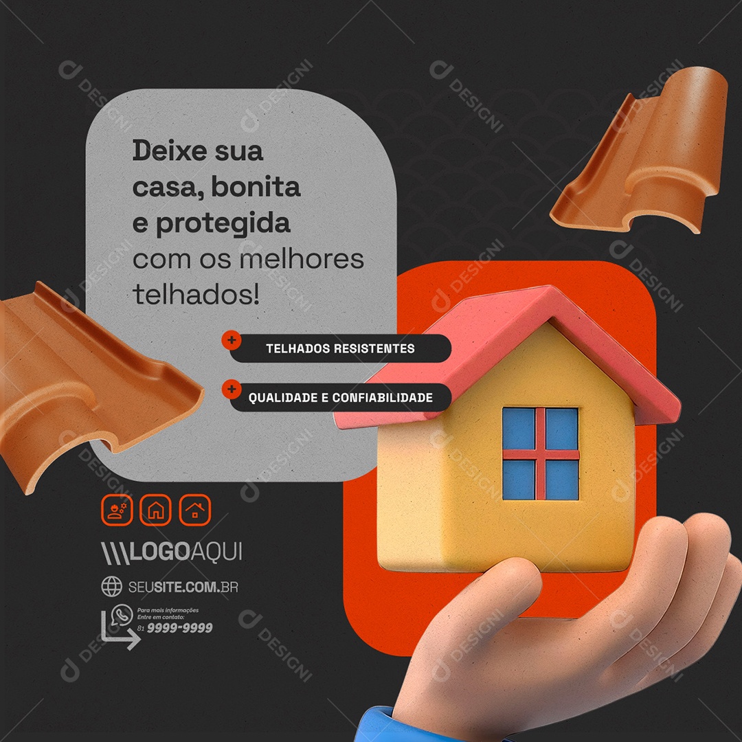 Loja de Telhado Deixe sua Casa Bonita e Protegida Social Media PSD Editável