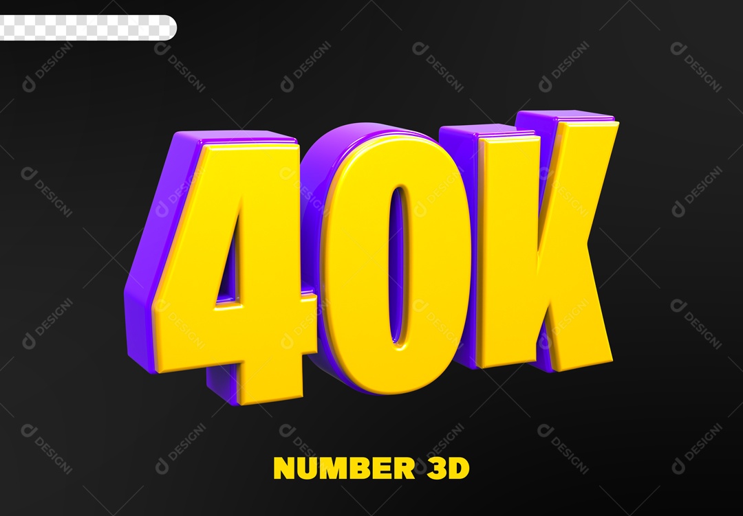 Seguidores 40K Elemento 3D para Composição PSD